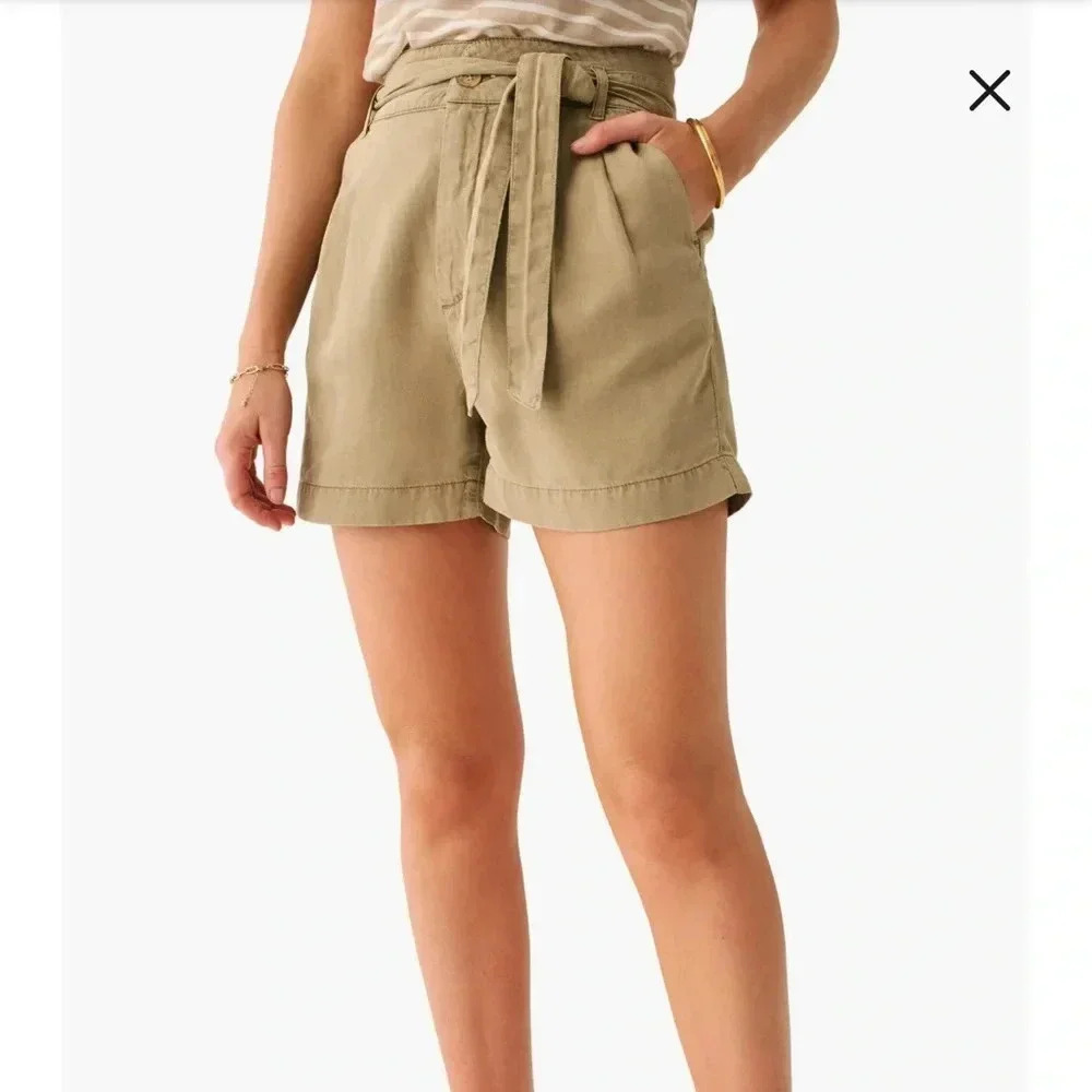 NWT!! Faherty - Arlie Tie Waist Shorts - Oakwood Khaki - Size XL